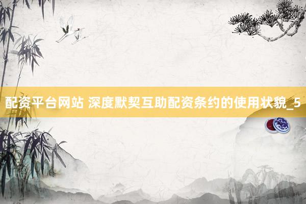配资平台网站 深度默契互助配资条约的使用状貌_5