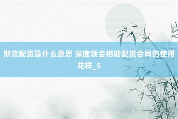 期货配资是什么意思 深度领会相助配资合同的使用花样_5