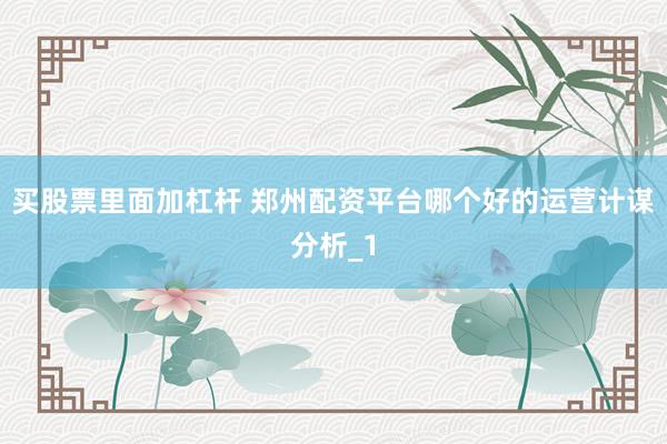 买股票里面加杠杆 郑州配资平台哪个好的运营计谋分析_1