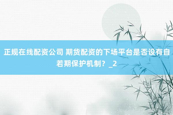 正规在线配资公司 期货配资的下场平台是否设有自若期保护机制？_2