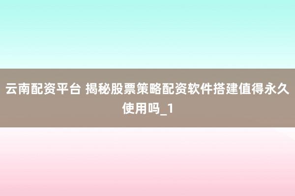 云南配资平台 揭秘股票策略配资软件搭建值得永久使用吗_1