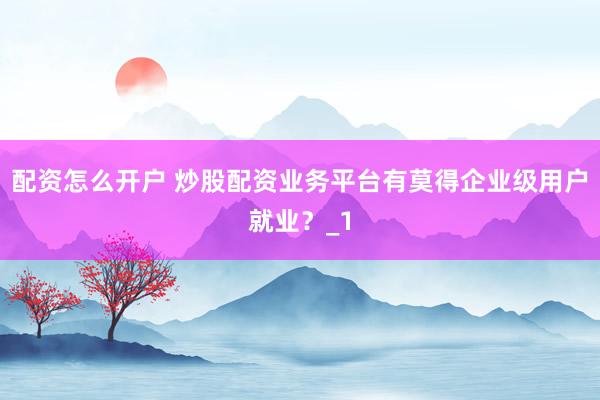 配资怎么开户 炒股配资业务平台有莫得企业级用户就业?_1