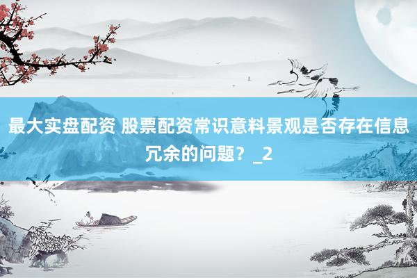 最大实盘配资 股票配资常识意料景观是否存在信息冗余的问题？_2