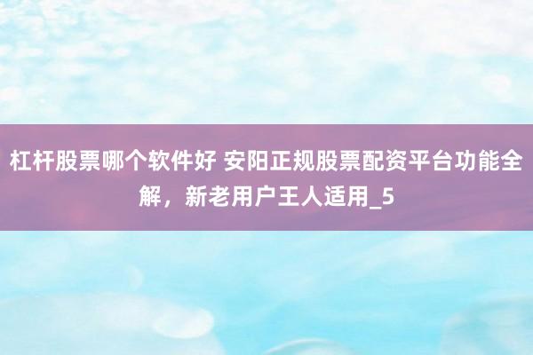 杠杆股票哪个软件好 安阳正规股票配资平台功能全解，新老用户王人适用_5