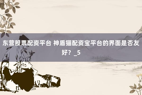 东营股票配资平台 神盾猫配资宝平台的界面是否友好？_5