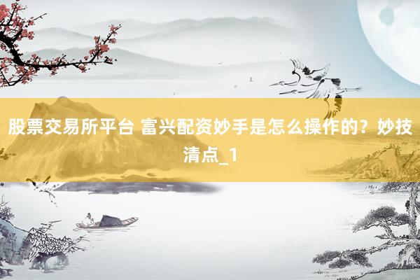 股票交易所平台 富兴配资妙手是怎么操作的？妙技清点_1