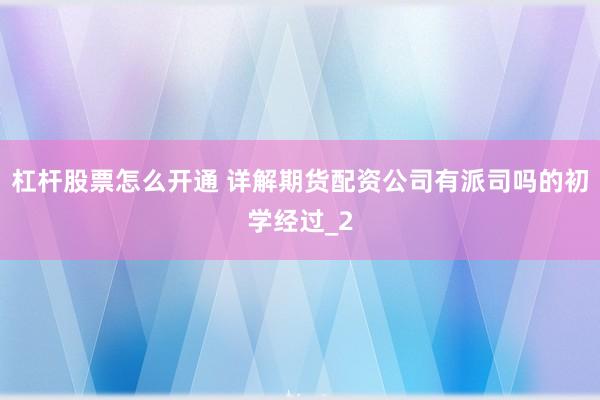 杠杆股票怎么开通 详解期货配资公司有派司吗的初学经过_2