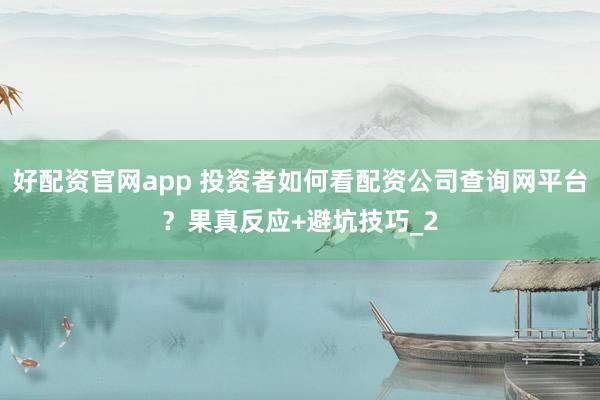 好配资官网app 投资者如何看配资公司查询网平台？果真反应+避坑技巧_2