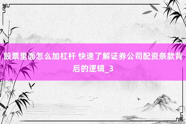 股票里面怎么加杠杆 快速了解证券公司配资条款背后的逻辑_3