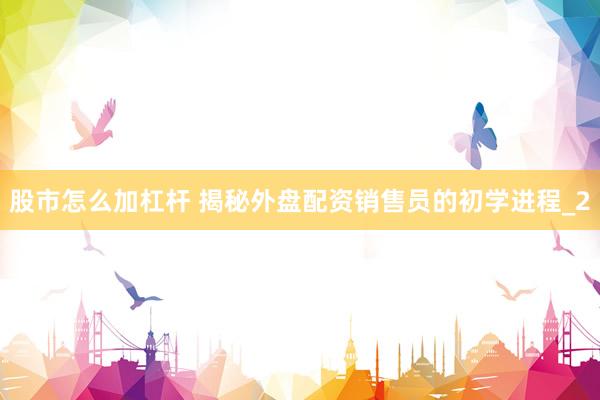 股市怎么加杠杆 揭秘外盘配资销售员的初学进程_2